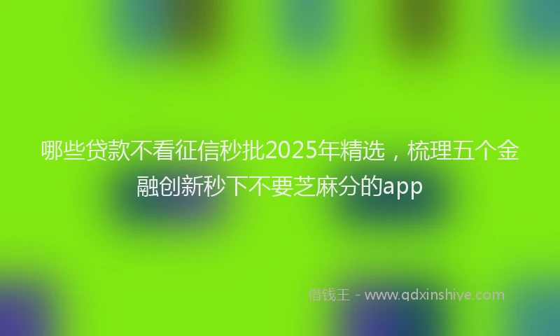 哪些贷款不看征信秒批2025年精选，梳理五个金融创新秒下不要芝麻分的app