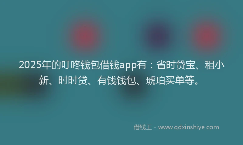 2025年的叮咚钱包借钱app有：省时贷宝、租小新、时时贷、有钱钱包、琥珀买单等。