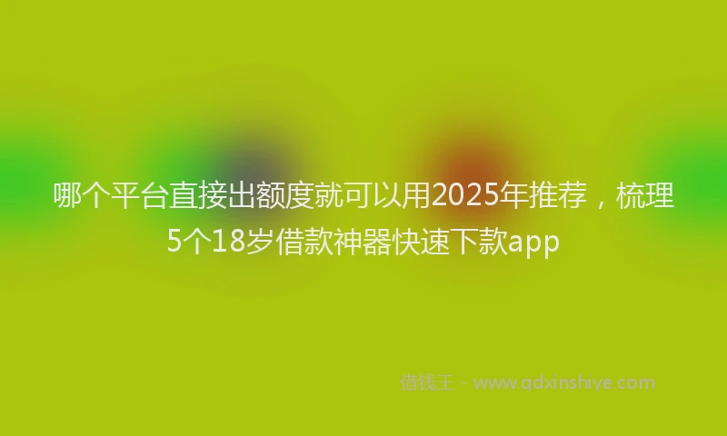 哪个平台直接出额度就可以用2025年推荐，梳理5个18岁借款神器快速下款app