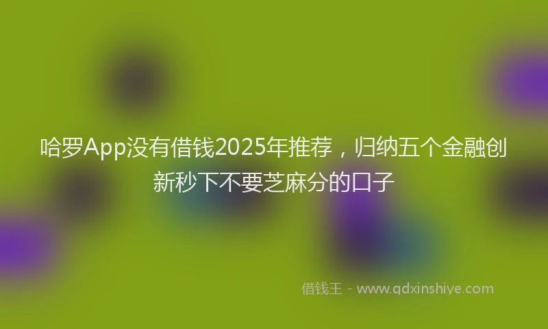 哈罗App没有借钱2025年推荐，归纳五个金融创新秒下不要芝麻分的口子
