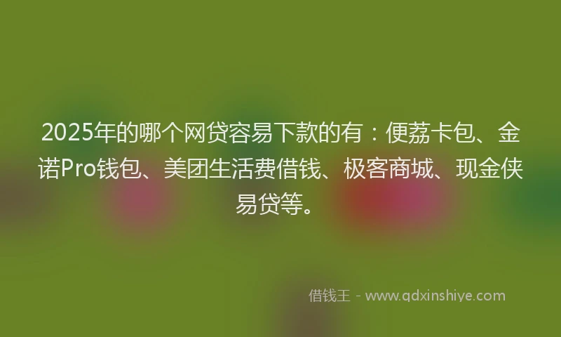 2025年的哪个网贷容易下款的有：便荔卡包、金诺Pro钱包、美团生活费借钱、极客商城、现金侠易贷等。