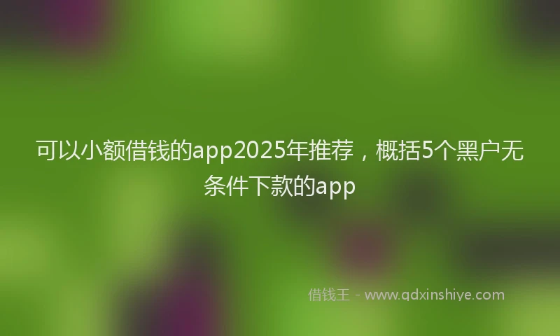 可以小额借钱的app2025年推荐，概括5个黑户无条件下款的app