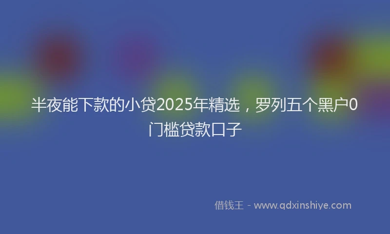 半夜能下款的小贷2025年精选，罗列五个黑户0门槛贷款口子
