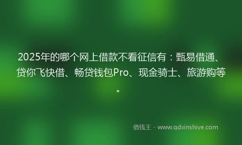 2025年的哪个网上借款不看征信有：甄易借通、贷你飞快借、畅贷钱包Pro、现金骑士、旅游购等。
