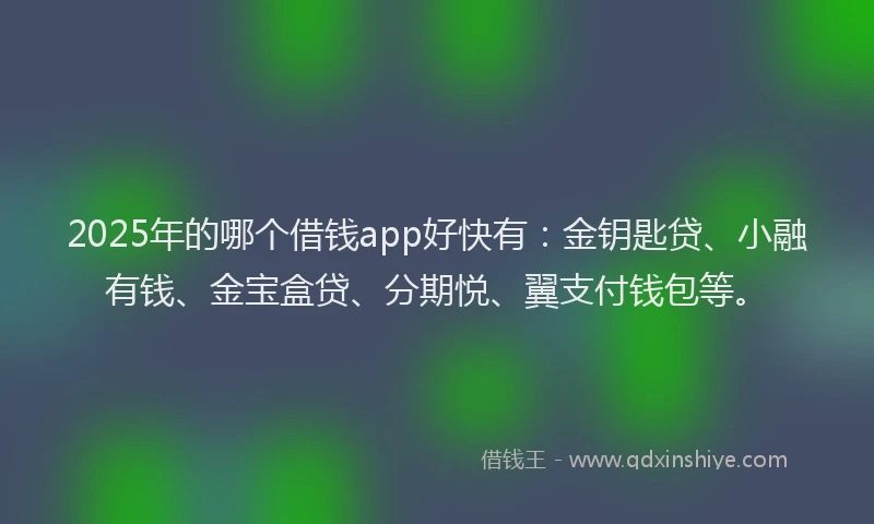 2025年的哪个借钱app好快有：金钥匙贷、小融有钱、金宝盒贷、分期悦、翼支付钱包等。
