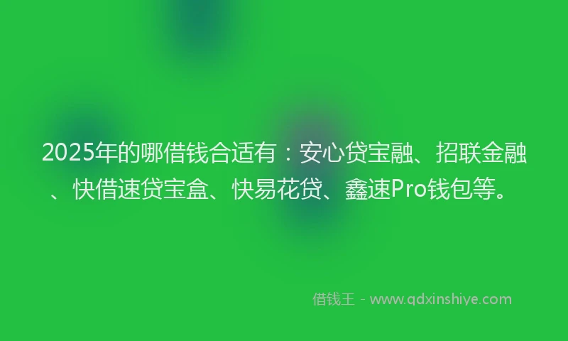 2025年的哪借钱合适有：安心贷宝融、招联金融、快借速贷宝盒、快易花贷、鑫速Pro钱包等。