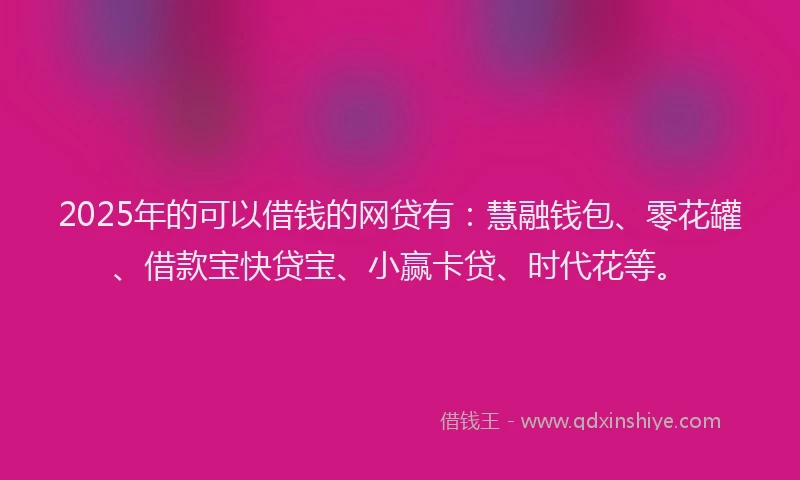 2025年的可以借钱的网贷有：慧融钱包、零花罐、借款宝快贷宝、小赢卡贷、时代花等。