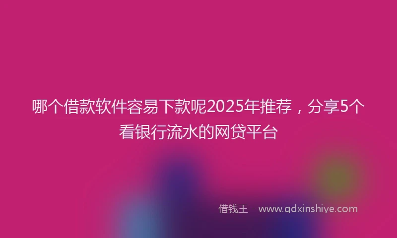 哪个借款软件容易下款呢2025年推荐，分享5个看银行流水的网贷平台