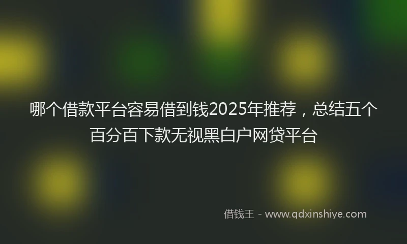 哪个借款平台容易借到钱2025年推荐，总结五个百分百下款无视黑白户网贷平台