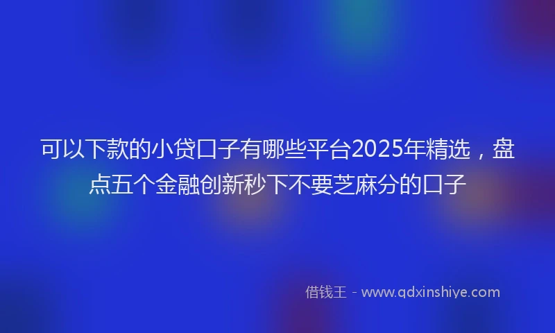 可以下款的小贷口子有哪些平台2025年精选，盘点五个金融创新秒下不要芝麻分的口子