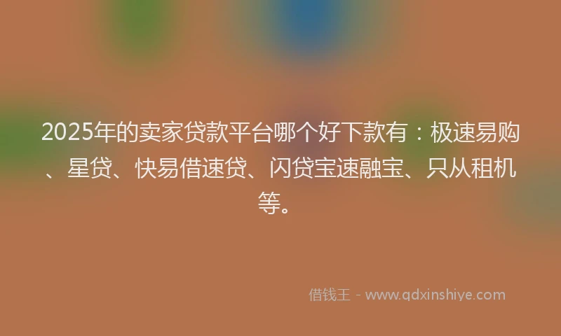 2025年的卖家贷款平台哪个好下款有：极速易购、星贷、快易借速贷、闪贷宝速融宝、只从租机等。