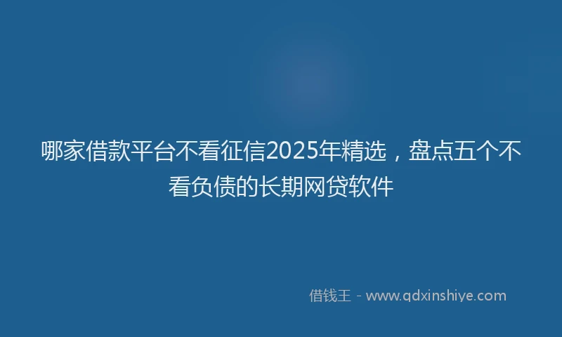 哪家借款平台不看征信2025年精选，盘点五个不看负债的长期网贷软件