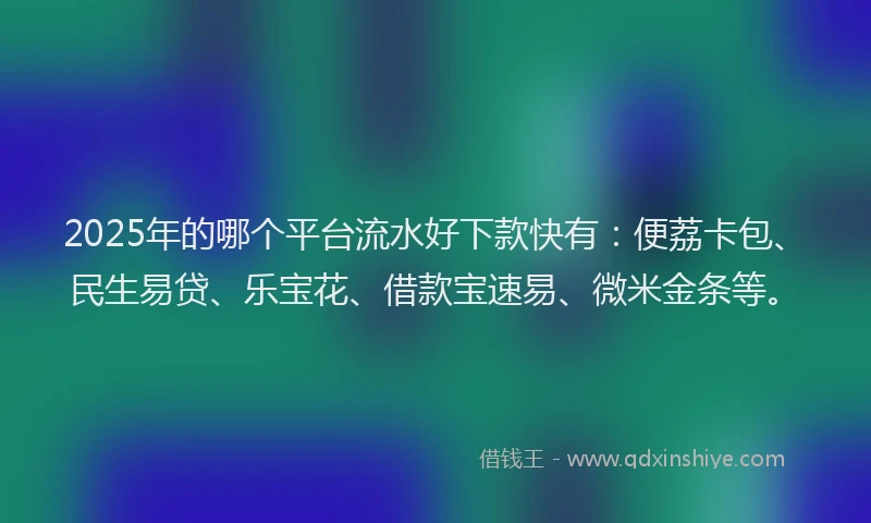 2025年的哪个平台流水好下款快有：便荔卡包、民生易贷、乐宝花、借款宝速易、微米金条等。