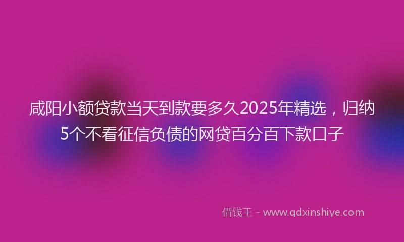 咸阳小额贷款当天到款要多久2025年精选，归纳5个不看征信负债的网贷百分百下款口子