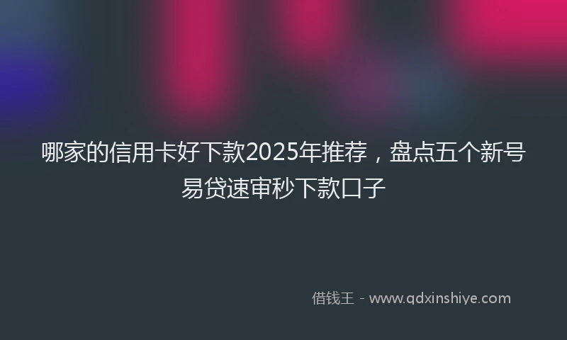 哪家的信用卡好下款2025年推荐，盘点五个新号易贷速审秒下款口子