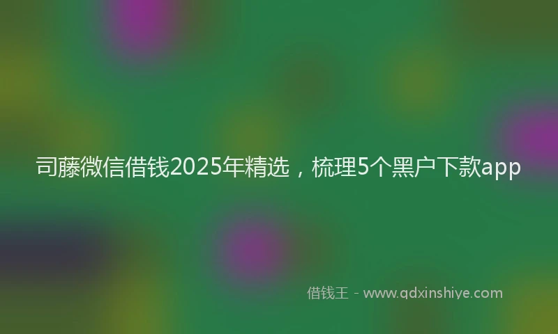 司藤微信借钱2025年精选，梳理5个黑户下款app