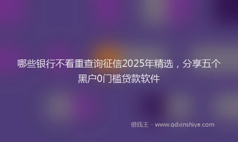 哪些银行不看重查询征信2025年精选，分享五个黑户0门槛贷款软件