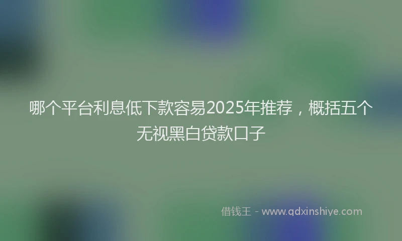 哪个平台利息低下款容易2025年推荐，概括五个无视黑白贷款口子