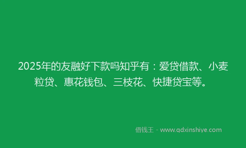 2025年的友融好下款吗知乎有：爱贷借款、小麦粒贷、惠花钱包、三枝花、快捷贷宝等。
