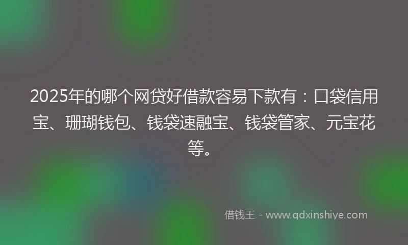 2025年的哪个网贷好借款容易下款有：口袋信用宝、珊瑚钱包、钱袋速融宝、钱袋管家、元宝花等。