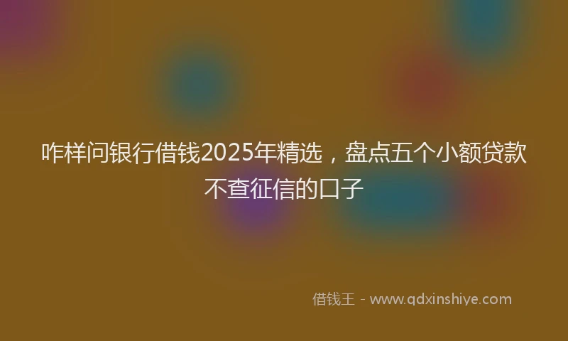 咋样问银行借钱2025年精选，盘点五个小额贷款不查征信的口子