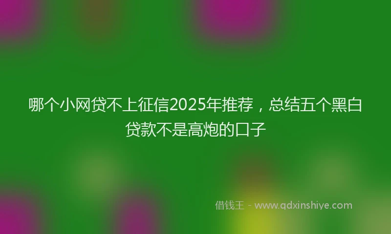 哪个小网贷不上征信2025年推荐，总结五个黑白贷款不是高炮的口子