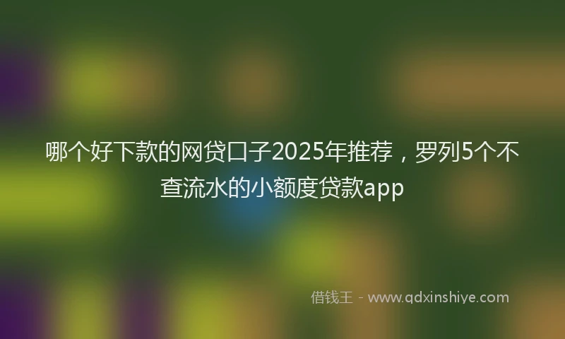 哪个好下款的网贷口子2025年推荐，罗列5个不查流水的小额度贷款app