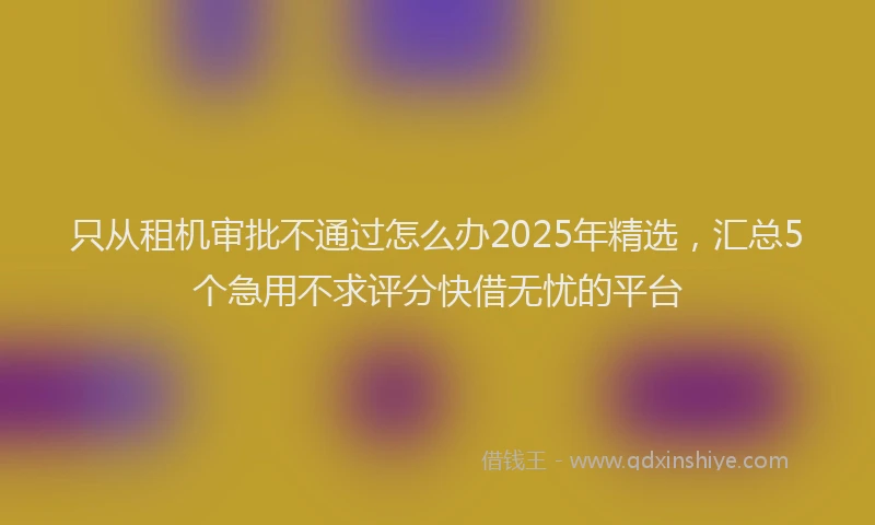 只从租机审批不通过怎么办2025年精选，汇总5个急用不求评分快借无忧的平台