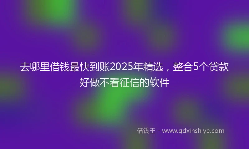 去哪里借钱最快到账2025年精选，整合5个贷款好做不看征信的软件