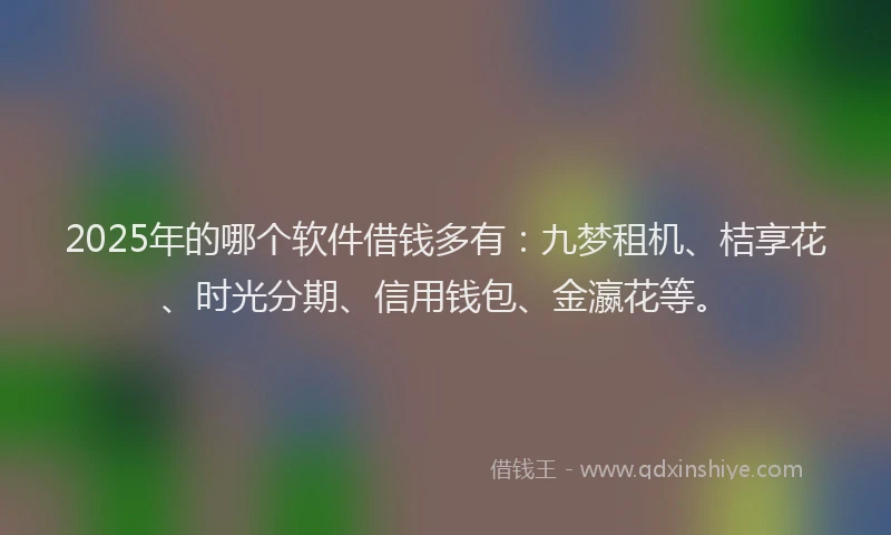 2025年的哪个软件借钱多有：九梦租机、桔享花、时光分期、信用钱包、金瀛花等。