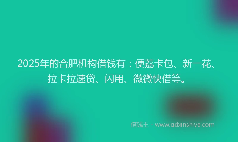2025年的合肥机构借钱有：便荔卡包、新一花、拉卡拉速贷、闪用、微微快借等。