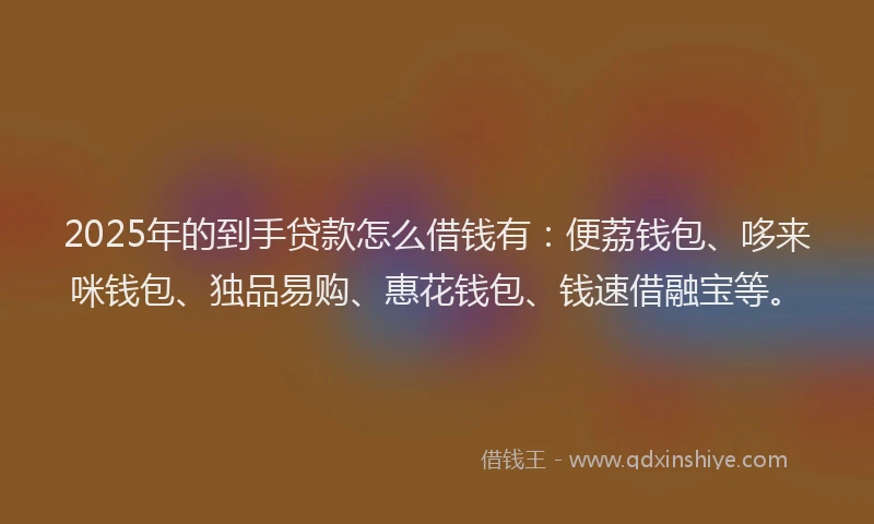2025年的到手贷款怎么借钱有：便荔钱包、哆来咪钱包、独品易购、惠花钱包、钱速借融宝等。