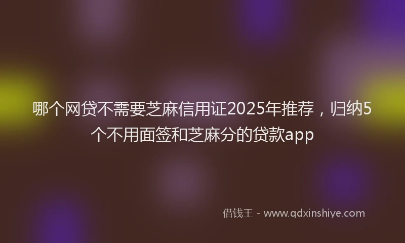 哪个网贷不需要芝麻信用证2025年推荐，归纳5个不用面签和芝麻分的贷款app