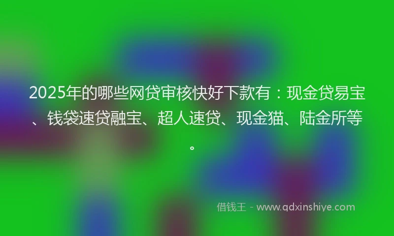 2025年的哪些网贷审核快好下款有：现金贷易宝、钱袋速贷融宝、超人速贷、现金猫、陆金所等。