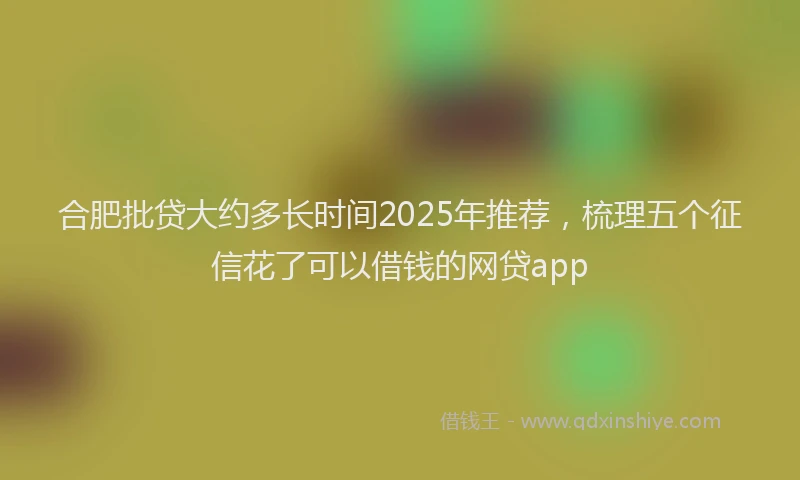 合肥批贷大约多长时间2025年推荐，梳理五个征信花了可以借钱的网贷app
