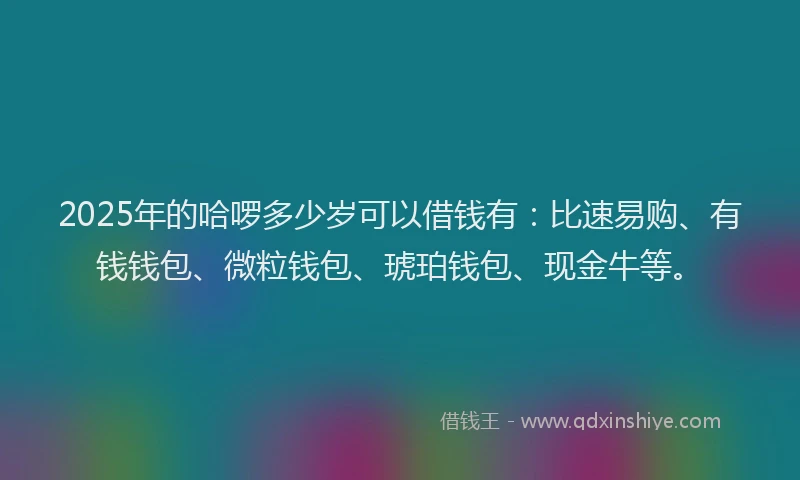 2025年的哈啰多少岁可以借钱有：比速易购、有钱钱包、微粒钱包、琥珀钱包、现金牛等。