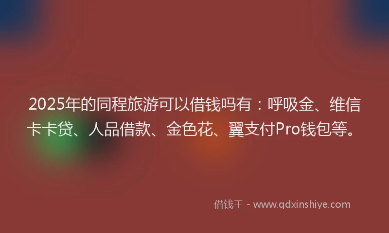 2025年的同程旅游可以借钱吗有：呼吸金、维信卡卡贷、人品借款、金色花、翼支付Pro钱包等。