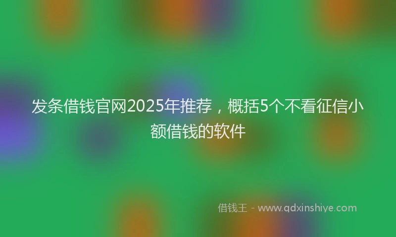 发条借钱官网2025年推荐，概括5个不看征信小额借钱的软件