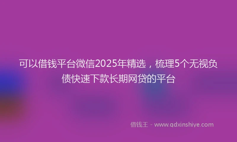 可以借钱平台微信2025年精选，梳理5个无视负债快速下款长期网贷的平台