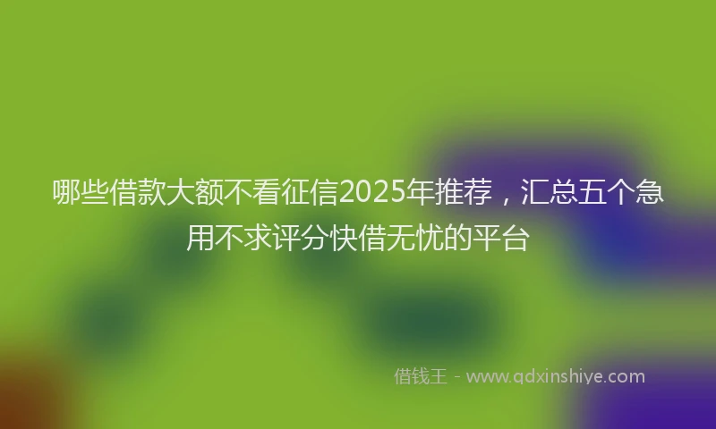 哪些借款大额不看征信2025年推荐，汇总五个急用不求评分快借无忧的平台