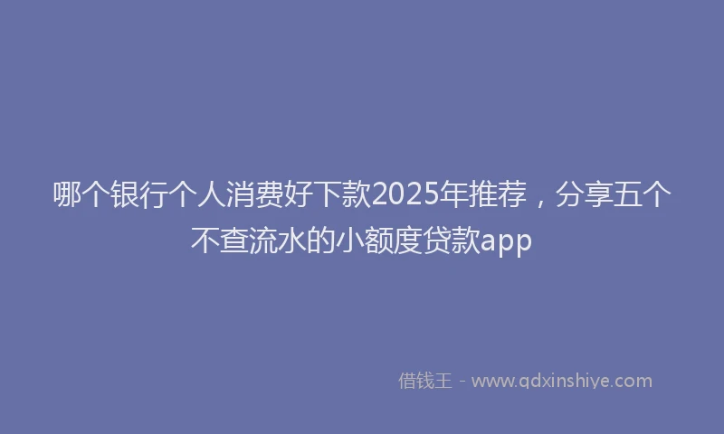 哪个银行个人消费好下款2025年推荐，分享五个不查流水的小额度贷款app