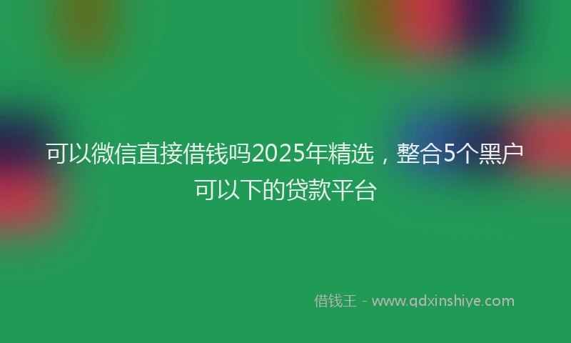 可以微信直接借钱吗2025年精选，整合5个黑户可以下的贷款平台