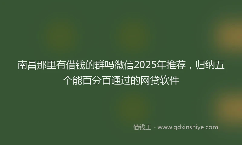 南昌那里有借钱的群吗微信2025年推荐，归纳五个能百分百通过的网贷软件