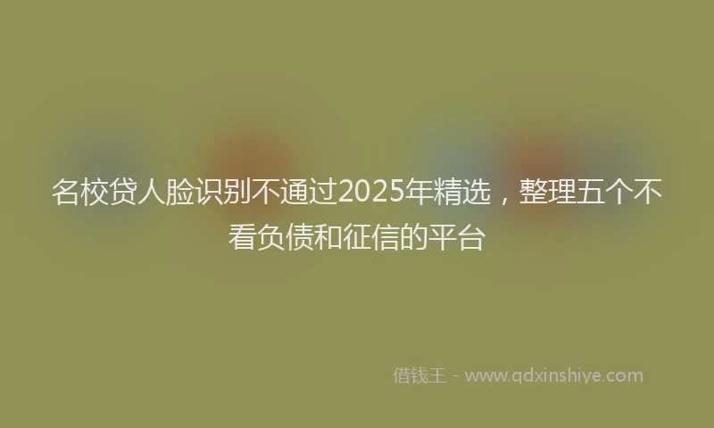 名校贷人脸识别不通过2025年精选，整理五个不看负债和征信的平台