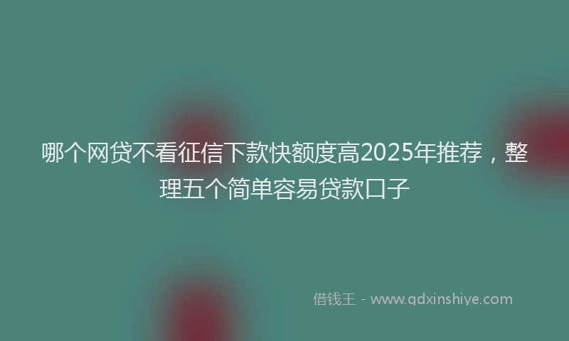 哪个网贷不看征信下款快额度高2025年推荐，整理五个简单容易贷款口子