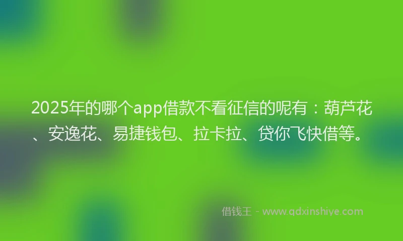 2025年的哪个app借款不看征信的呢有：葫芦花、安逸花、易捷钱包、拉卡拉、贷你飞快借等。