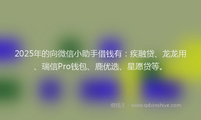 2025年的向微信小助手借钱有：疾融贷、龙龙用、瑞信Pro钱包、鹿优选、星愿贷等。