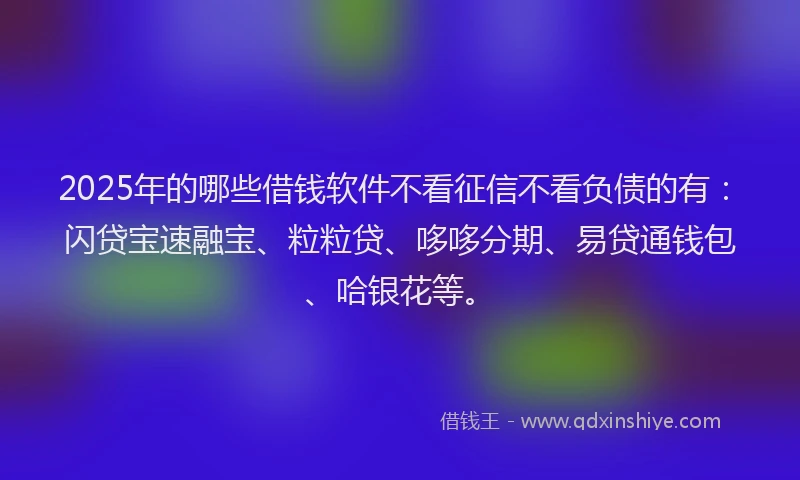 2025年的哪些借钱软件不看征信不看负债的有：闪贷宝速融宝、粒粒贷、哆哆分期、易贷通钱包、哈银花等。