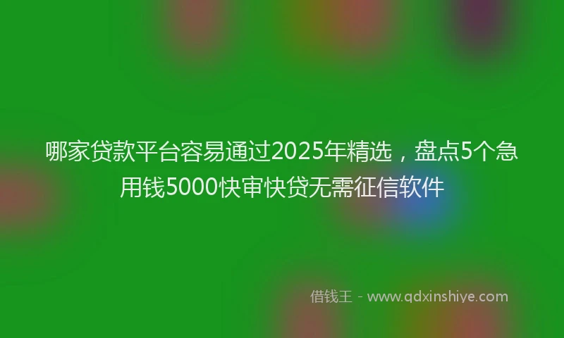 哪家贷款平台容易通过2025年精选，盘点5个急用钱5000快审快贷无需征信软件