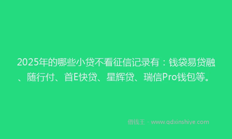 2025年的哪些小贷不看征信记录有：钱袋易贷融、随行付、首E快贷、星辉贷、瑞信Pro钱包等。